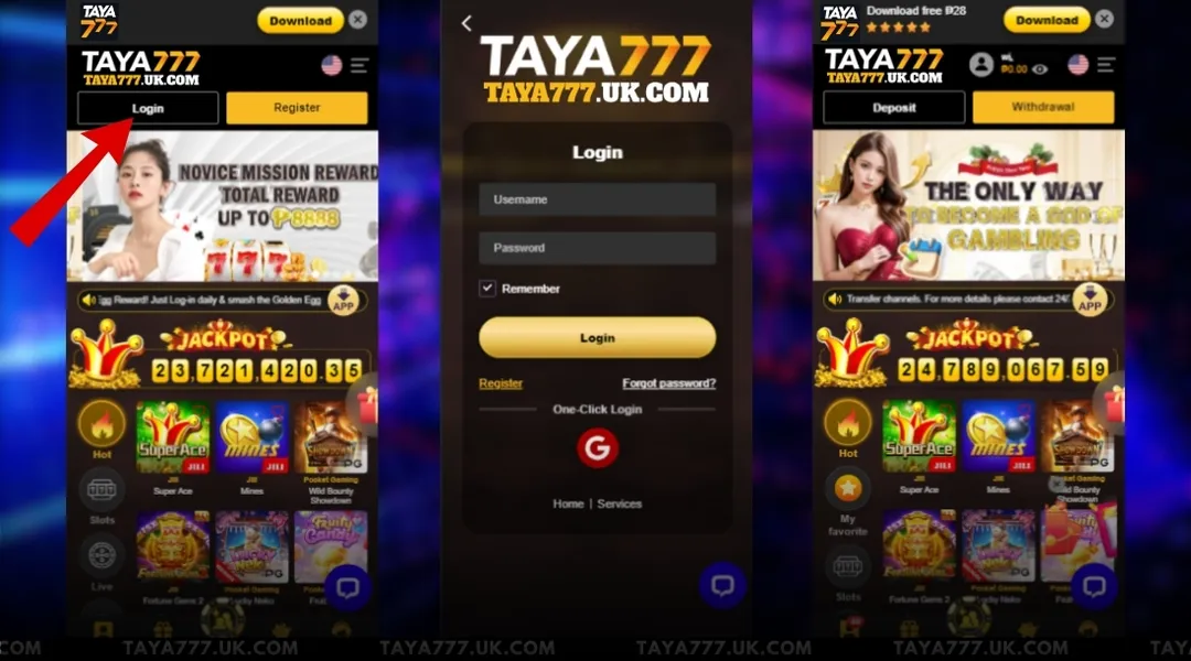 Taya777 Login Form